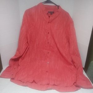 I.N.C. Red/White Striped Long Sleeve Shirt